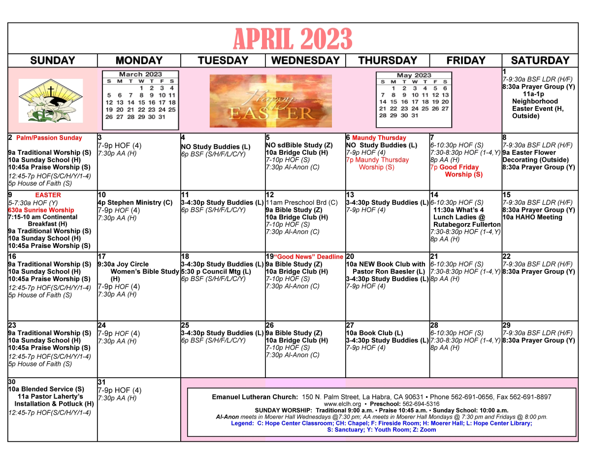 April 2023 Event Calendar