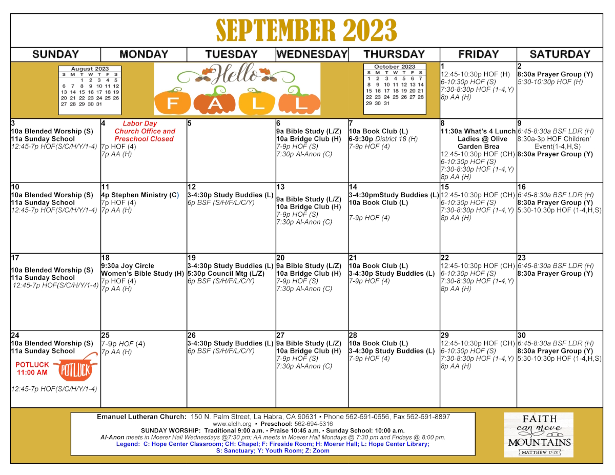 September 2023 Event Calendar