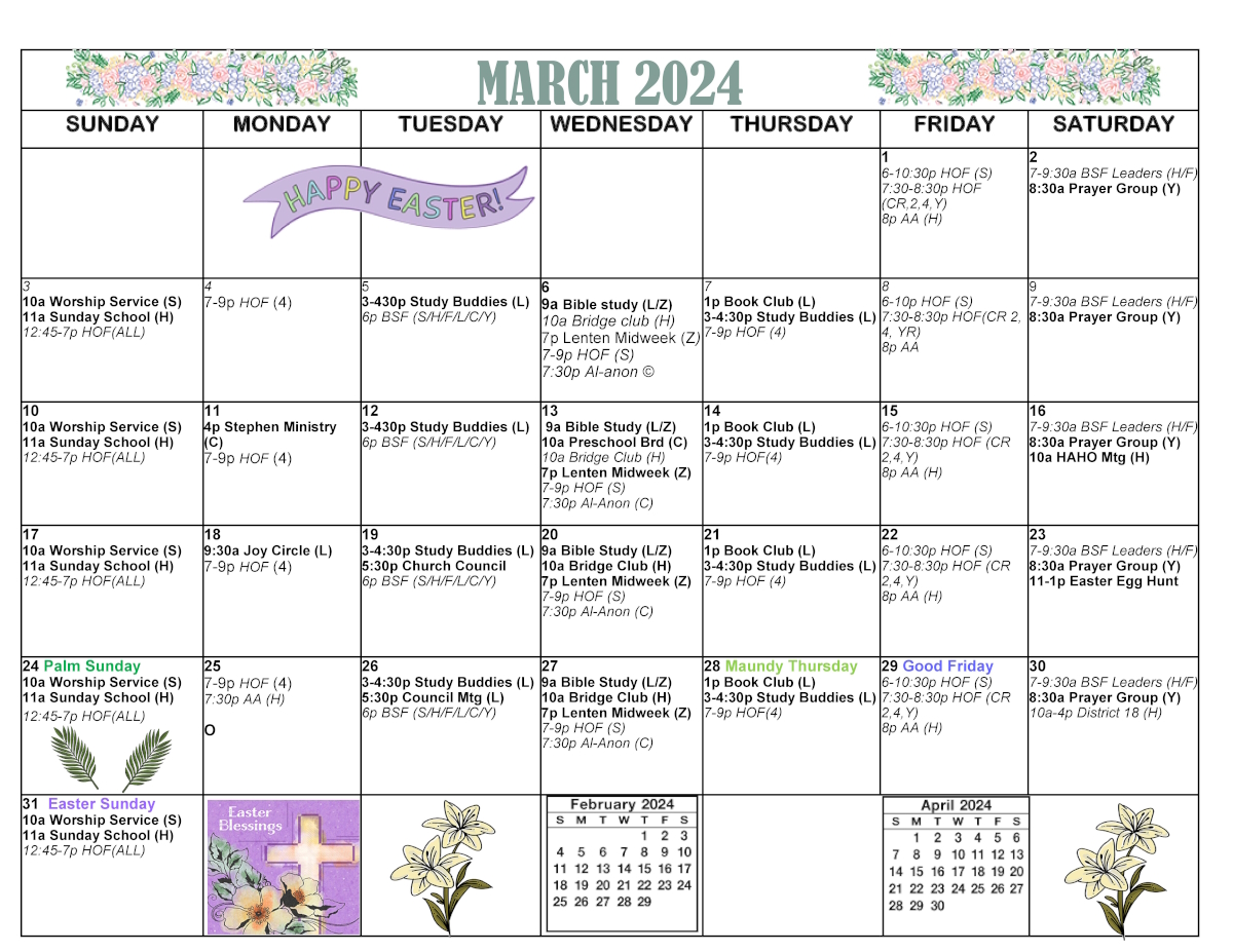 March 2024 Event Calendar