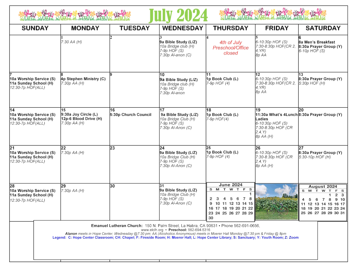 July 2024 Event Calendar